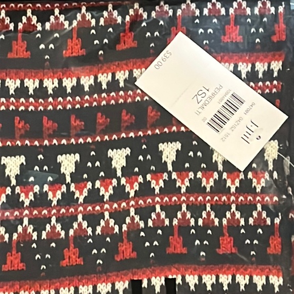 J. Jill Yarn-Dyed Fair Isle Scarf Red Multi Color NWT - Picture 2 of 4